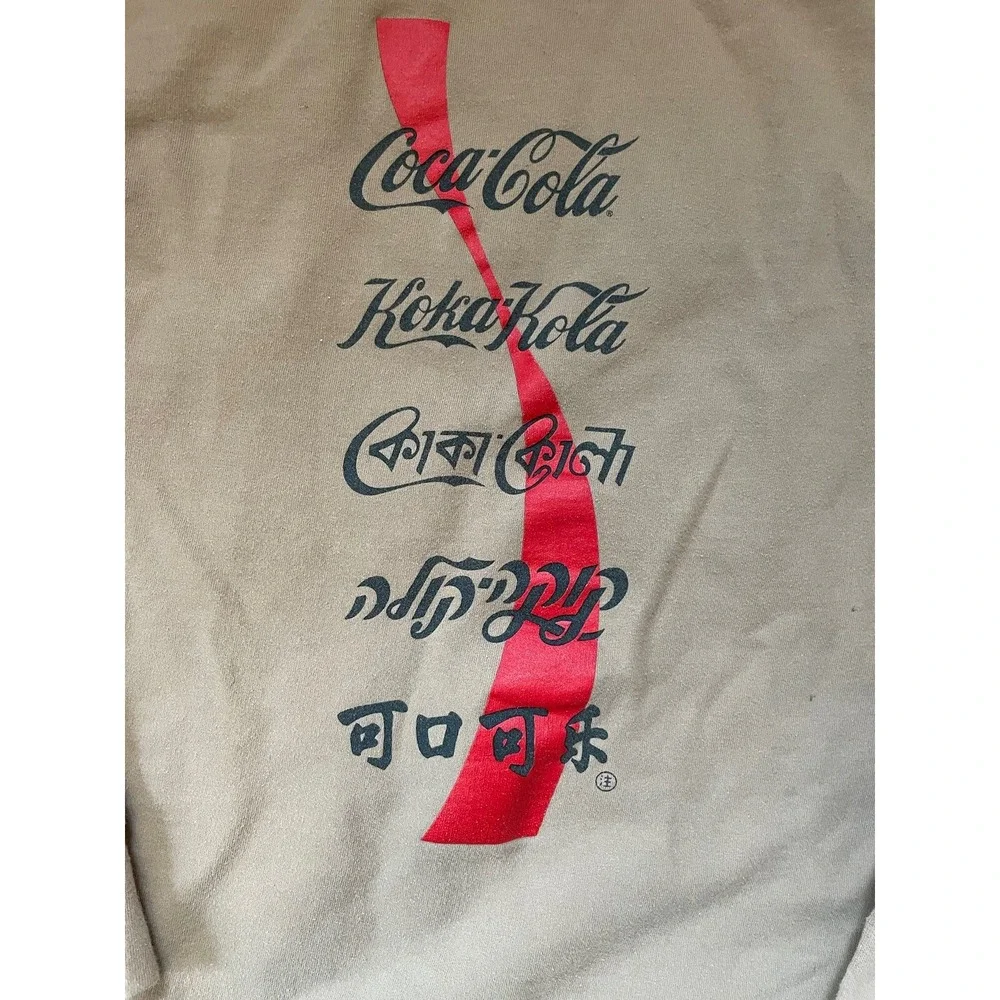 Coca Cola in 6‎ Languages, Unisex Replay Hoodie Sandstone Fleece Size Medium